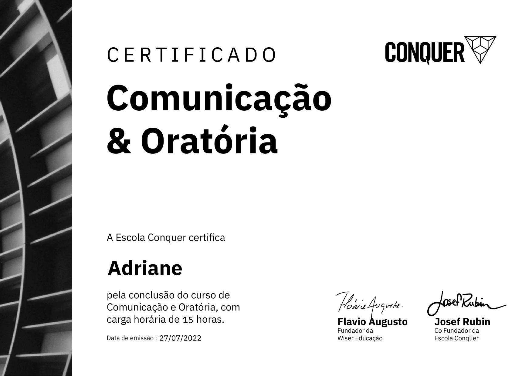 Certificado de Comunicação e Oratória - Destravando a sua comunicação